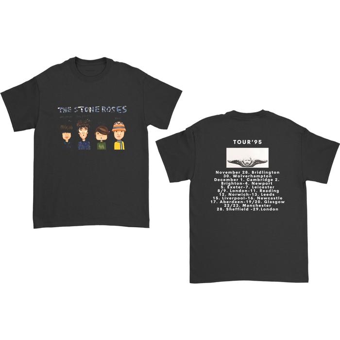 t-shirt band The Stone Roses “Tour 95” regular fit Hitam