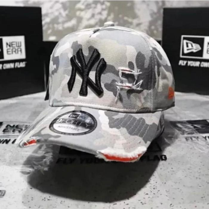 Topi Baseball Camo Ny Pria Wanita Topi Sobek Ny Unisex Bisa COD
