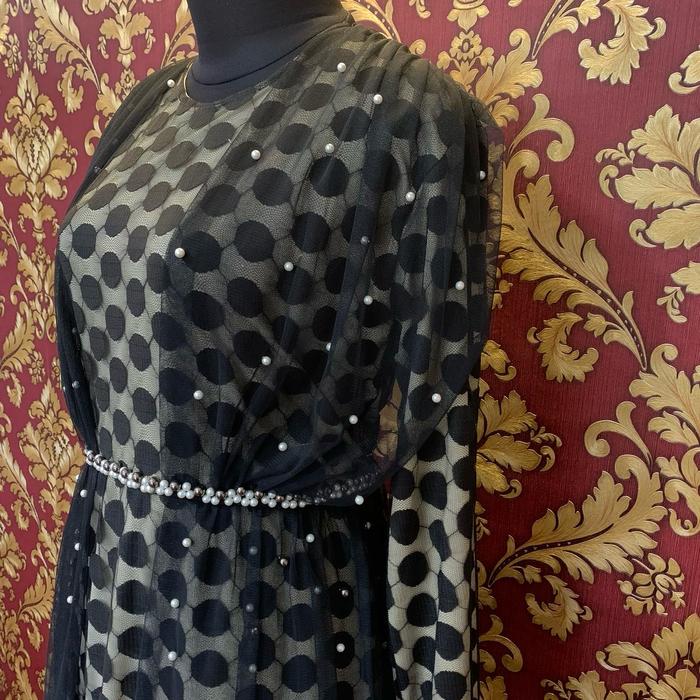 Gamis brukat ozias motif polkadot ld 110