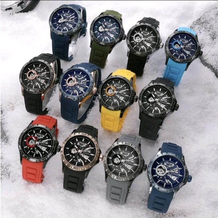 Evans jayden 9565 jam tangan Pria Analog strap Rubber Original