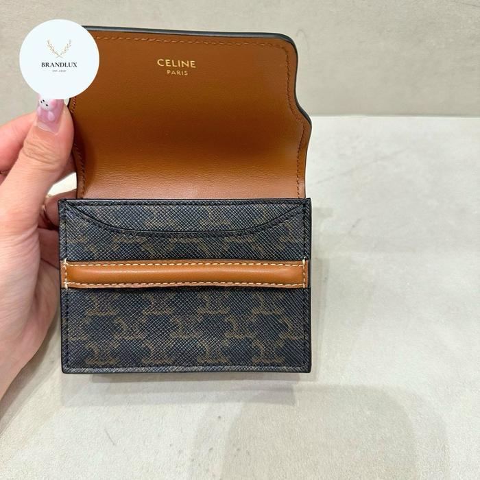 CELINE TRIOMPHE CANVAS CARD WALLET TAN