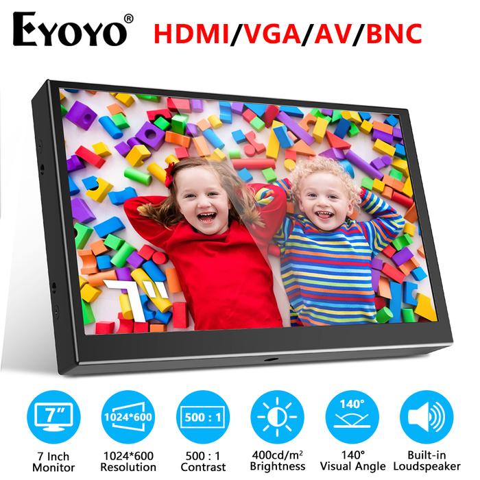 Eyoyo 7 Inch Mini TFT Monitor 1024x600 Resolution LCD Screen Display