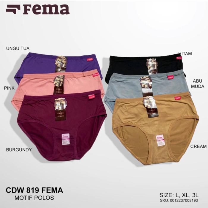 12Pcs CD Celana Dalam Wanita Fema Wenrou 819 Katun Nyaman Spandex
