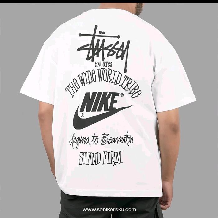 NIKE X STUSSY THE WIDE WORLD TRIBE WHITE TEE Sweater Pria Katun