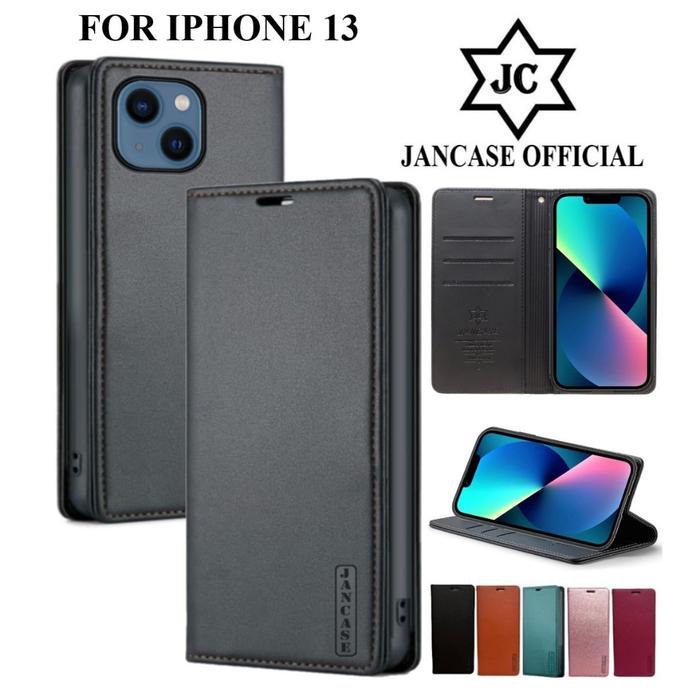 JANCASE FLIP LEATHER PREMIUM UNTUK IPHONE 13 FLIP CASE WALLET BENTUK DOMPET YANG BISA STANDING DAN B