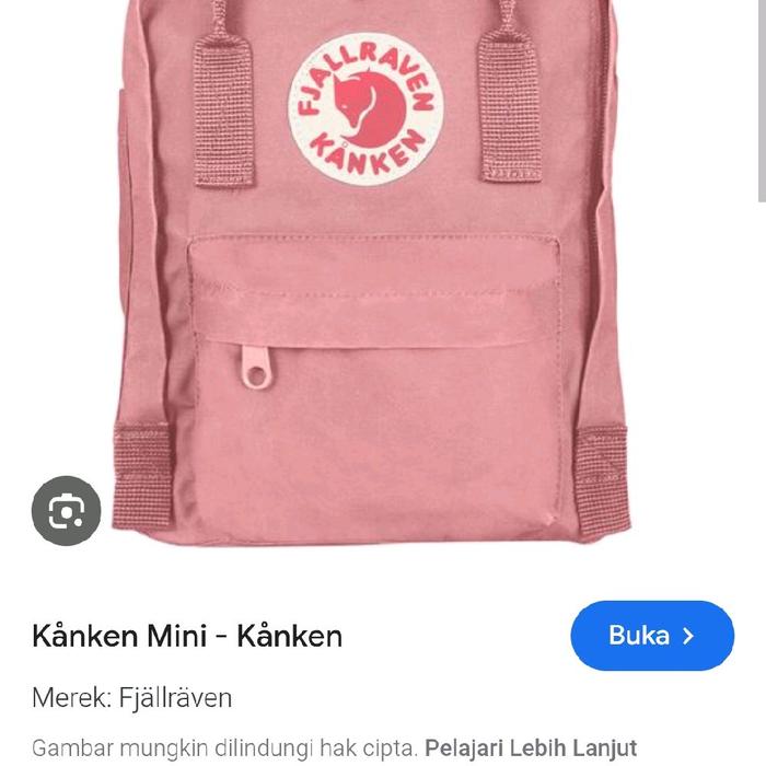 Fjallraven Kanken Mini - Tas Ransel Wanita Warna Pink dengan Logo Merah Terlihat Jelas