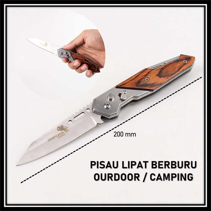 COD Pisau Doom Blade Pisau Lipat Berburu Kemah Berburu Petualang Pisau Dapur Stainless Stell Baja Ku
