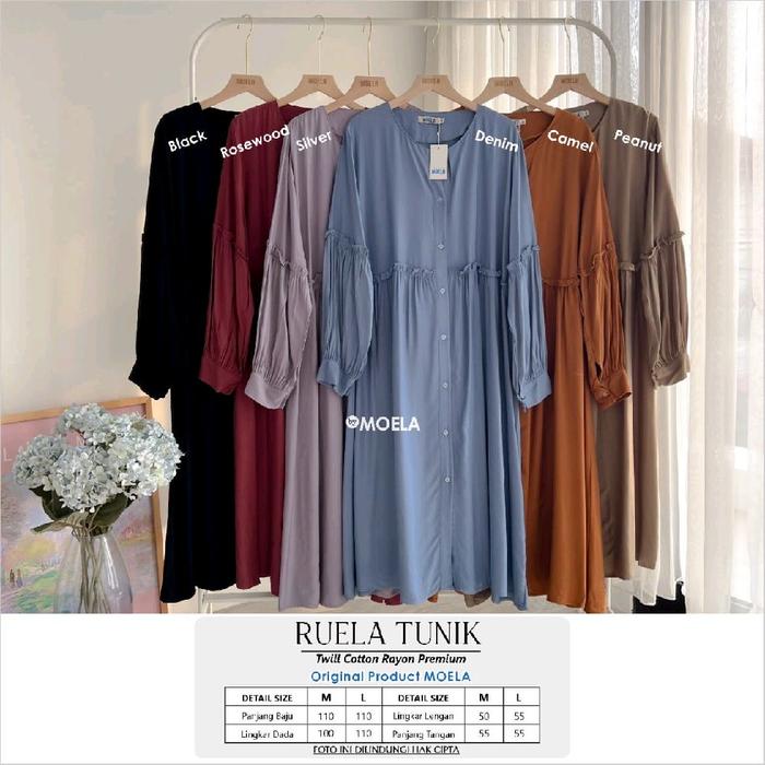 MOELA - Ruela Tunik | Tunik Wanita Twill Katun Rayon Premium Kancing Depan Busui