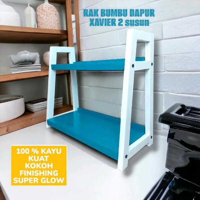 RAK BUMBU DAPUR 2 SUSUN XAVIER/SERBAGUNA/RAK KOSMETIK MULTIFUNGSI/RAK ESTETIK WARNA WARNI/PENYIMPANA