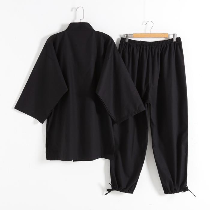 Kimono Piyama Jepang 100% Katun 2 Buah Set Yukata Samurai Pria Ninjya