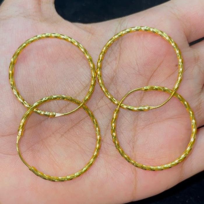 Anting ring jumbo dewasa dua gram emas muda anting ring besar emas muda anting bulat besar emas muda