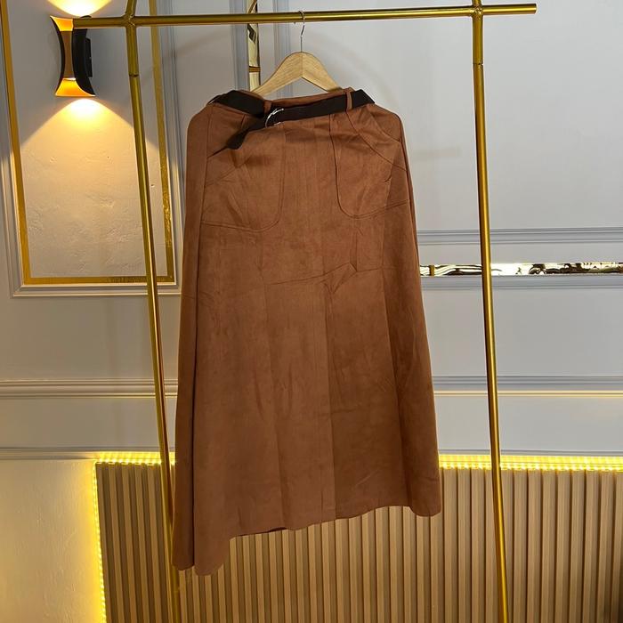 Rok Panjang + Sabuk - Long Skirt + Belt + Import Bkk bludru Bawahan Dewasa Maxi Nyaman Wanita