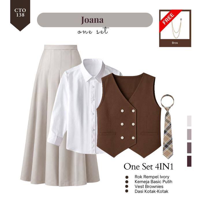 One Set Outfit Yearbook (Kemeja, Rok Rempel, Vest Brownies, Dasi) Setelan OOTD Enola Holmes - CTO138