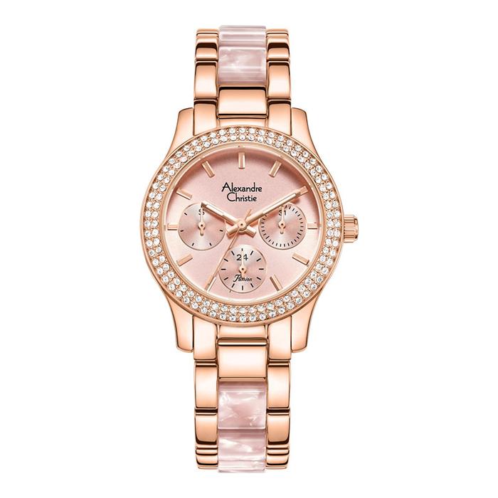 Jam Tangan Wanita Alexandre Christie Passion AC 2932 BF BRGPNPN-2 Ladies Pink Dial Dual Tone St Stee