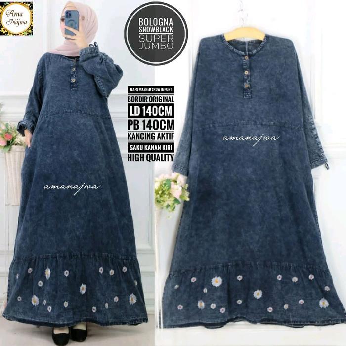 Oversize bologna LD 140 Gamis jeans tebal Dress SUPER JUMBO maxy / Amj