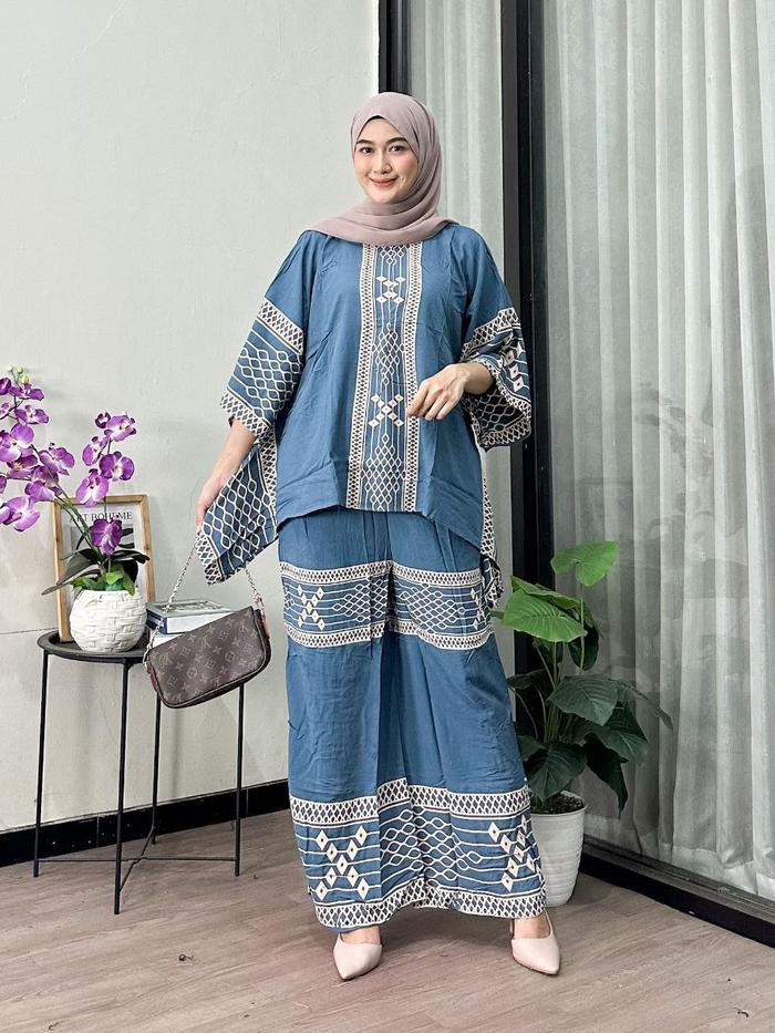 One Set Amala Couple Ibu Anak Rayon Satik Premium Rempel Busui Setelan Atasan Bawahan Wanita Celana 
