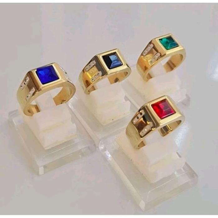 CINCIN KERAMIK TITANIUM BATU PERMATA SEDANG PREMIUM DEWASA BERLIAN MEWAH ELEGAN KEREN MULIA RUBY SIA