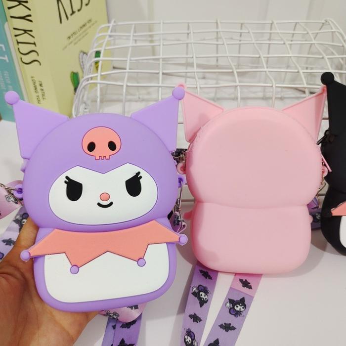 TAS SELEMPANG MINI KUROMI/ SANRIO/ RUBBER/ RESLETING / VIRAL/ TIKTOK/ IMPOR/ COIN PURSE/ DOMPET KOIN