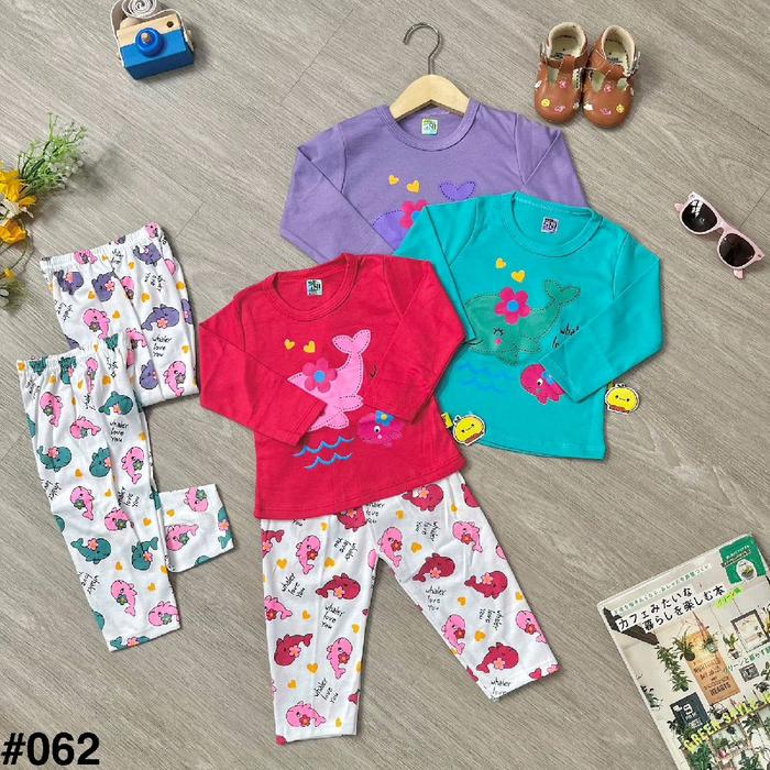 setelan kaos anak  cewek  panjang