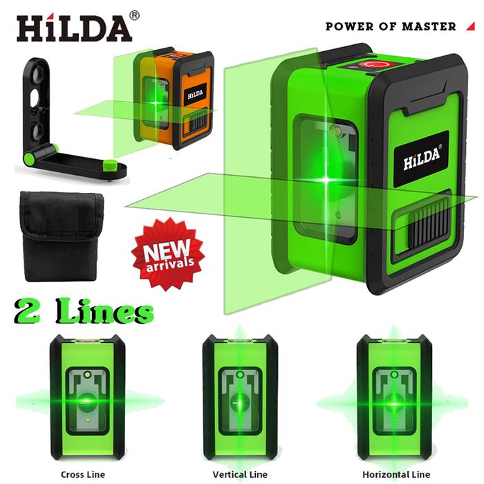 HILDA Meteran Tingkat Laser 2 Garis Silang Balok Hijau Laser Tingkat