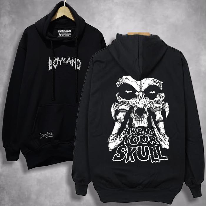 BoyLand Hoodie ARTWORK I WANT YOUR SKULL Unisex Cowok Cewek Sweater Cowo Oblong Basic Casual Authent