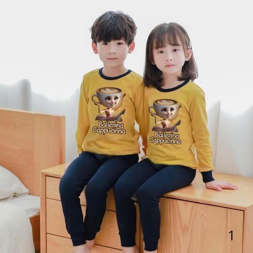 Dealshop Baju Tidur Anak Untuk Umur 1 - 10 Tahun Motif Balerina Gelas / Setelan Anak Laki - Laki / S