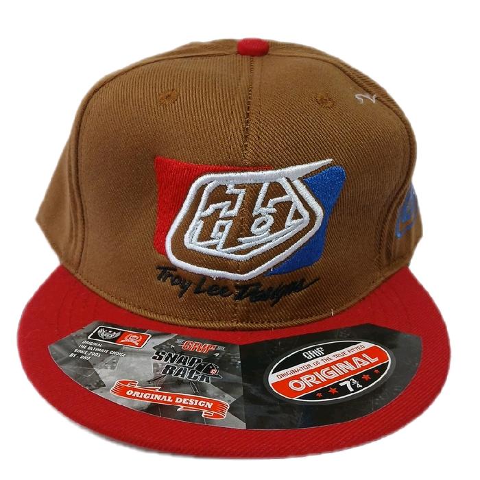 Snapback Racing Original Design Troy Lee Designs Topi Baseball dengan Logo Khas dan Warna Coklat dan