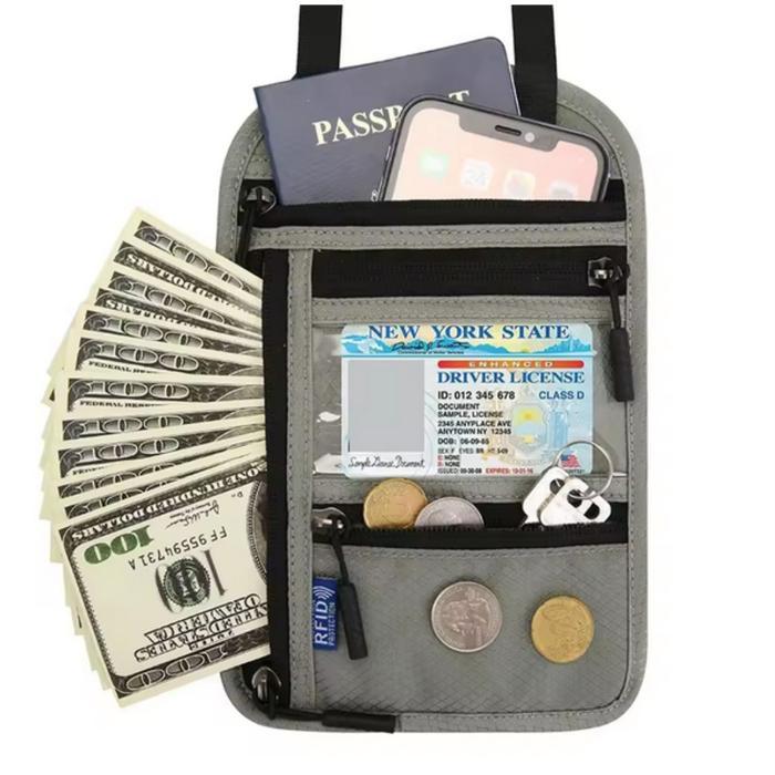 Tas dompet paspor holder travel neck wallet RFID blocking dompet umroh