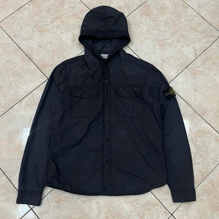 overshirt hoodie button stone island