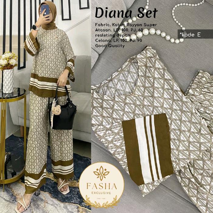 Fasha Exclusive Diana Set Kain Rayon Super Atasan LP 100 Celana LP 100