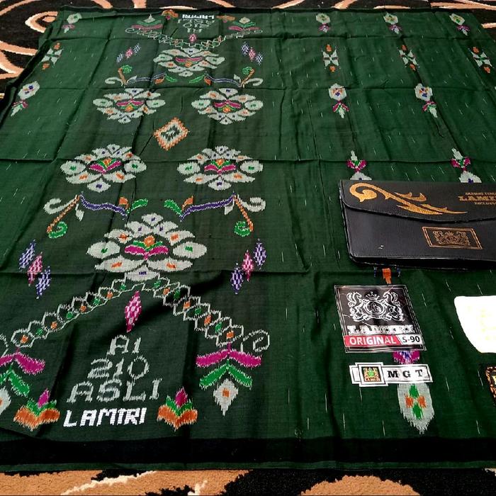 [Promo COD] Sarung Lamiri Songket MGT S90 A1 Asli Sutra Jahit Tengah Motif Gerimis Manis Ukuran Dewa