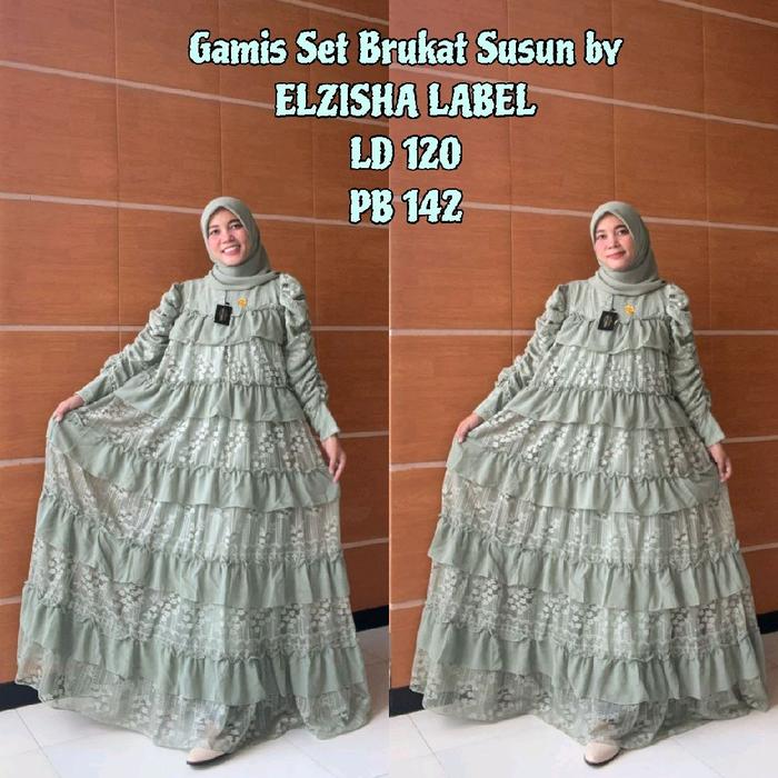 Gamis Set Brukat Susun by ELZISHA LABEL