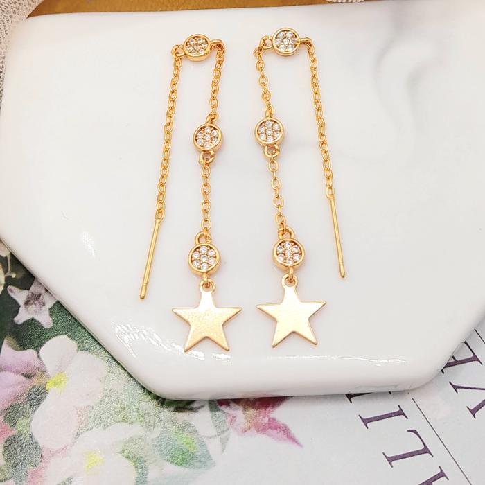 Anting Tusuk Juntai Bintang Bulat Mata RA80