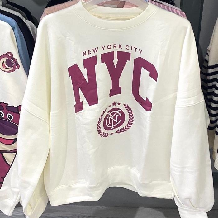 Oversize crewneck NYC broken white lavashop