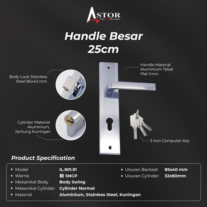 Handle Pintu Set Besar Kunci Pintu Set Besar Gagang Pintu Rumah Besar 25cm Lengkap