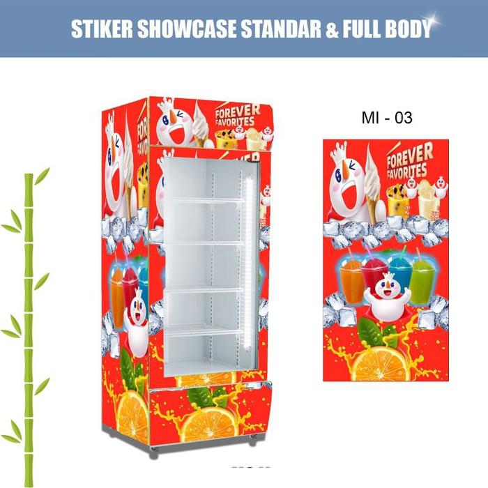 Stiker showcase mesin pendingin motif es cream