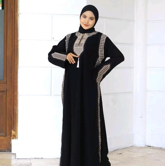 [BISA COD | ORI] abaya gamis bordir ziper samurai