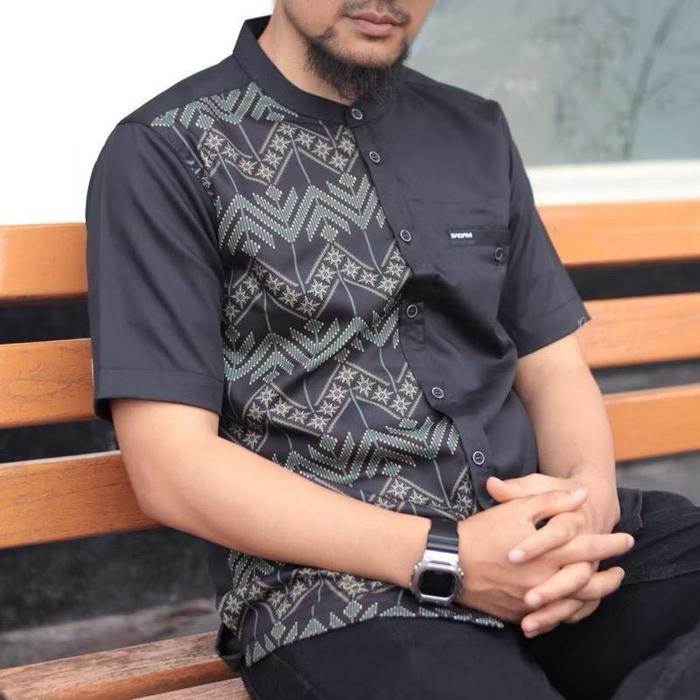Kemko Batik Modern Kadam Lengan Pendek Formal dan Harian Katun Toyobo