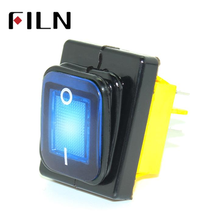 FILN KCD4 T85 220V 30A heavy duty red blue green IP68 waterproof led toggle switch 4pins on off mari