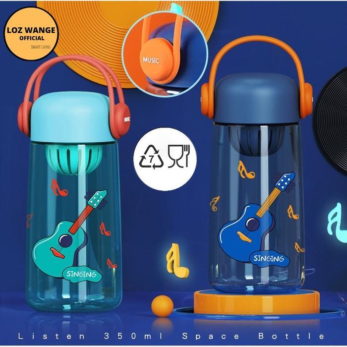 Botol Minum Plastik J-2371 Listen Music 350ML With Strainer Anti Bocor