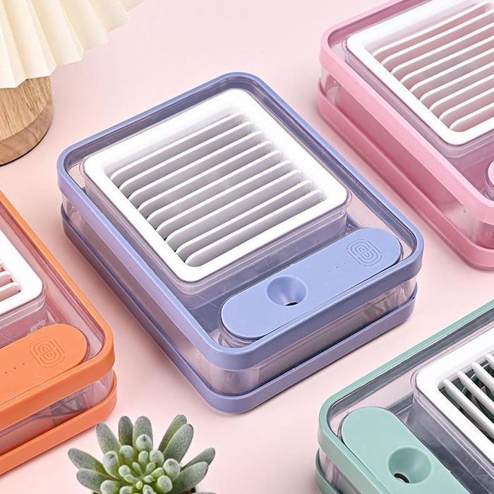 Okk Kipas Ac Mini Portable Led Fan Humidifier Air Cooler Recarging / Kipas Angin Pendingin Ruangan