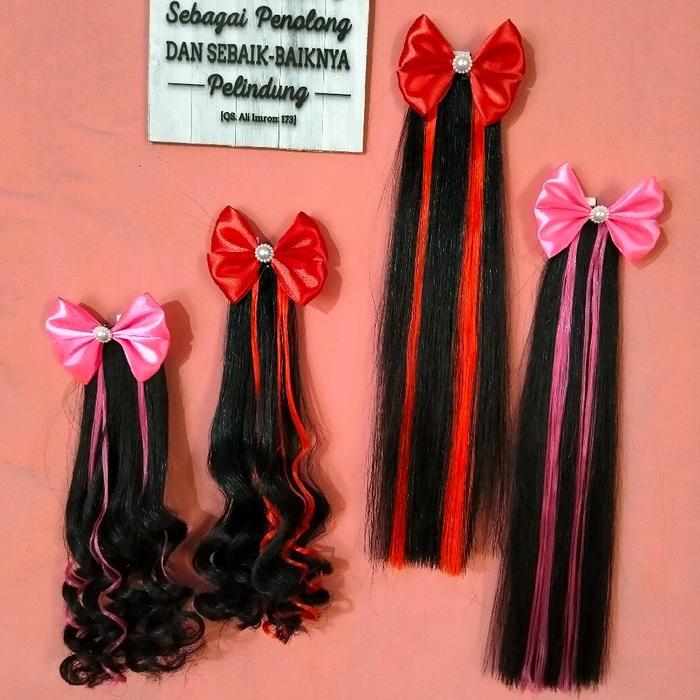 satu buah  Hilite Jepit Anak Jepit Rambut Palsu dengan Pita Warna Cerah dan Cantik untuk Anak-anak