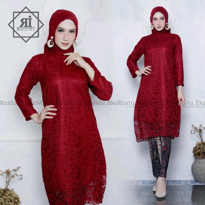 Dewi • Setelan Kebaya Modern / Kebaya Tunik Brokat Model Simple / Kebaya Jumbo Wanita Muslimah / Keb