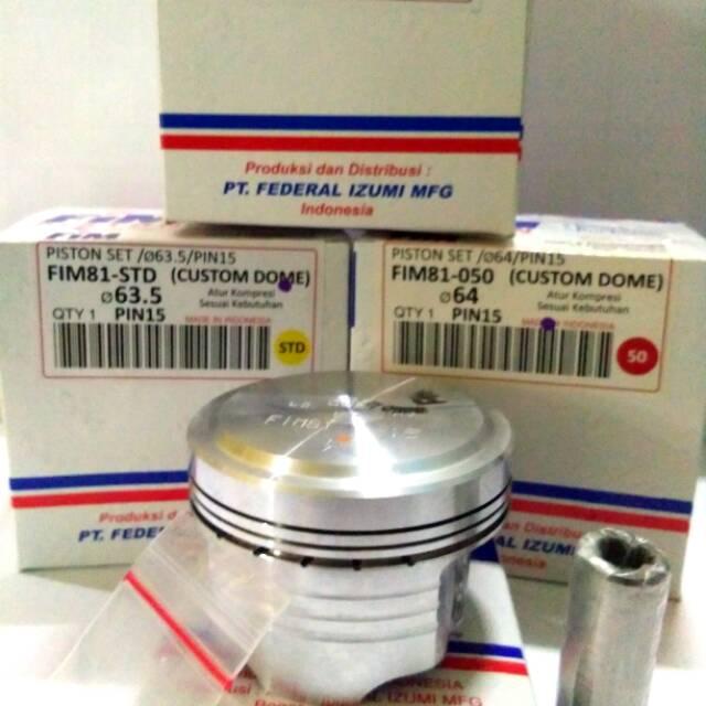 PISTON SET FIM 81 CUSTOM DOME DIAMETER 63,5 64 64,5 65 PIN 15 SEHER IZUMI MODIF CBR150 OLD TIGER MEG