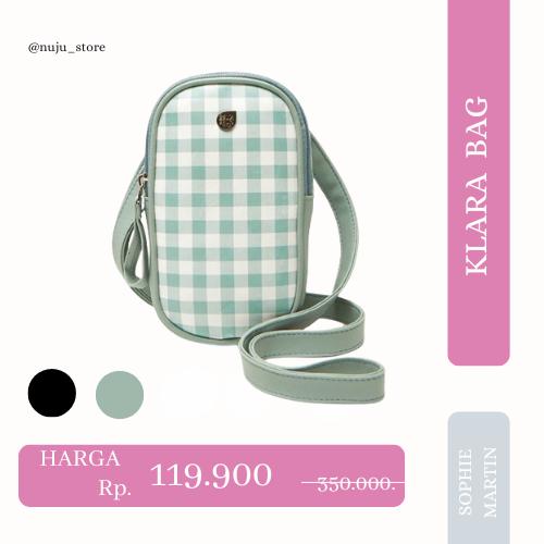 DOMPET HP TAS CLUTCH BRUNBRUN PARIS DOMPET HP DOMPET KLARA GINGHAM PHONE BLACK GREEN LILAC  MULTIFUN