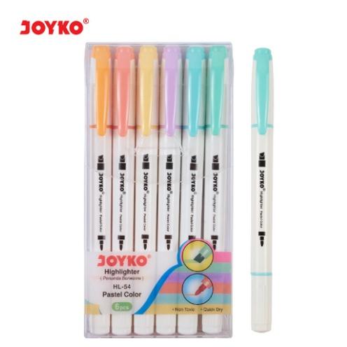 JOYKO HIGHLIGHTER PEN HL54 MARKER DUAL TIP SOFTLINER PASTEL HL 54 SET WARNA WARNI MARKER PENANDA BUK