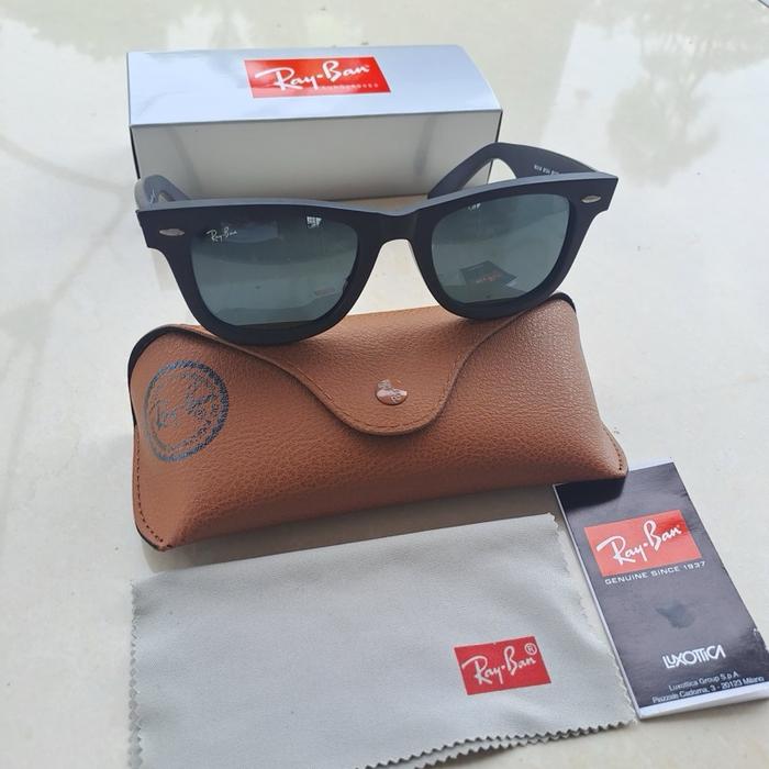 kacamata pria wayfarer full hitam doff size 50
