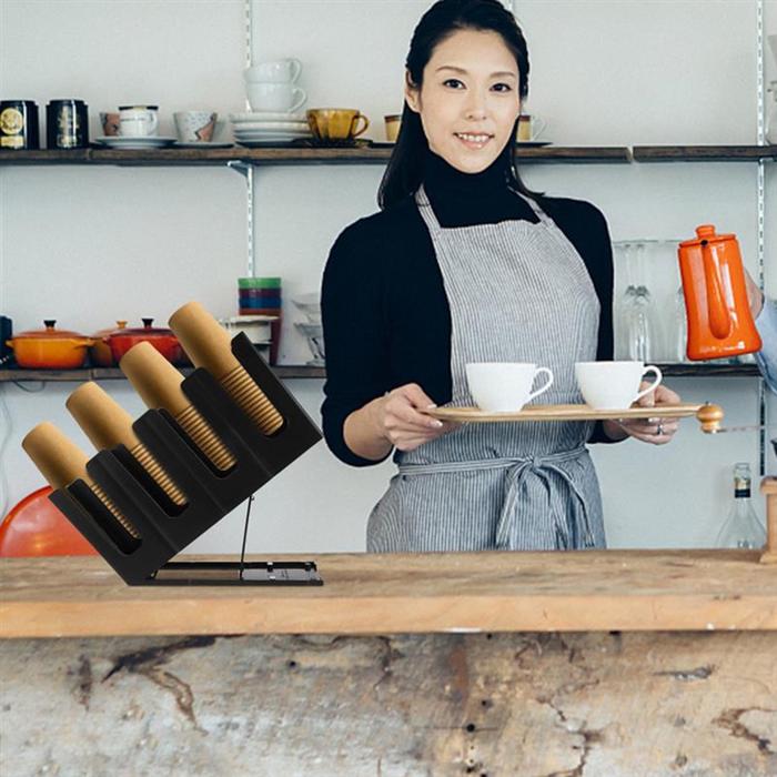 【Lipat】Rak Rack Paper Cup Organizer Dispenser Organizer Paper Cup Coffee Cup 4 Slot Rak Cafe Rak Gel