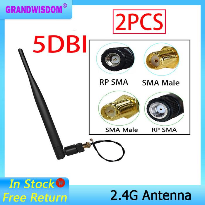 2pcs 2.4 GHz Wifi antenna 5dBi SMA Connector Antena Aerial 2.4ghz