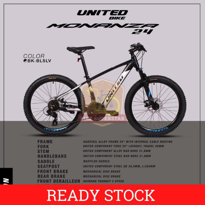 (COD) SEPEDA GUNUNG 24 INCH UNITED MONANZA ALLOY + GARANSI KASKADA Outdoor